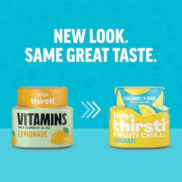 Ninja Thirsti Flavored Water Drops, FRUITI CHILL Lemonade, Bold Fruit Flavor, Sparkling or Still, Zero Calories, Zero Sugar, Makes 17, 12oz drinks, 3 Pack, WCFLMNDAM