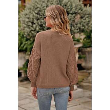 PRETTYGARDEN Women's Crewneck Long Sleeve Sweater 2025 Spring Fashion Slouchy Knitted Pullover Top (Camel,Small)