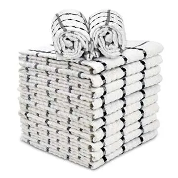 TALVANIA Kitchen Dish Towels, 100% Cotton Dobby Weave Terry Towel Set, 12 Pack Soft and Absorbent Mu...