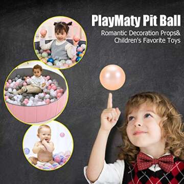 PlayMaty Pearl-Colored Balls-100pcs Soft Plastic Pit Balls for Kids Swimming Pool Toy Balls for Children Playhouse Birthday Party Decoration with Bags(100 Balls) (Φ2.16'', Cool Spacy Blue)