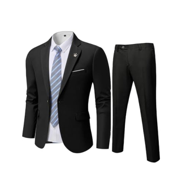 YND Men's Slim Fit 2 Piece Suit with Tie - Elegant Tuxedo Set