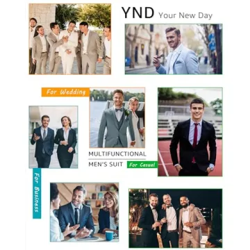 YND Men's Slim Fit 2 Piece Suit with Tie