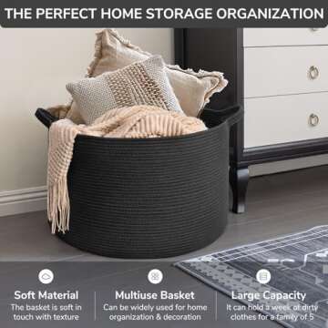 INDRESSME XXXLarge Cotton Rope Basket