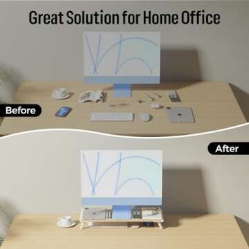 loukin Monitor Stand Riser for Desk, 22.4" x 8.3" Larger Computer Stand for Laptop, PC, Printer, Stu...