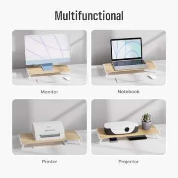 loukin Monitor Stand Riser for Desk, 22.4" x 8.3" Larger Computer Stand for Laptop, PC, Printer, Sturdy Desktop Computer Shelf with Non-Skid Rubber, Home Office, Natural Wood