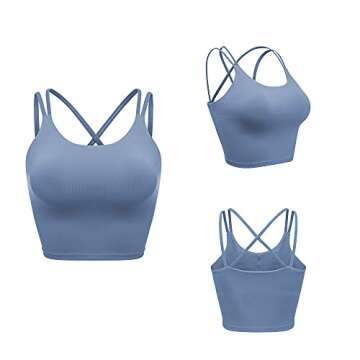 Vorcy Workout Tank Tops for Women with Built in Bra Strappy Cropped Activewear Gym Running Yoga Shirts