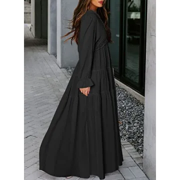 Elegant BLENCOT Women's Boho Deep V Neck Maxi Dress