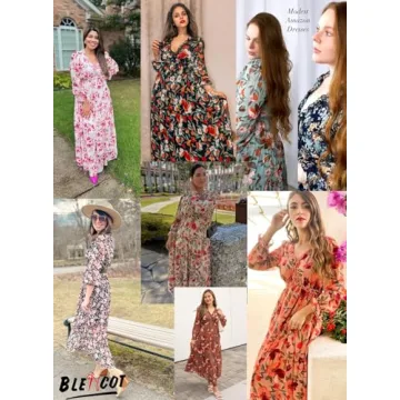 Elegant BLENCOT Women's Boho Deep V Neck Maxi Dress