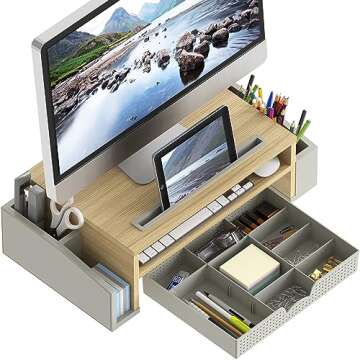 Simple Houseware Desk Monitor Stand Riser with Adjustable Organizer tray