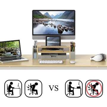 Simple Houseware Desk Monitor Stand Riser with Adjustable Organizer tray