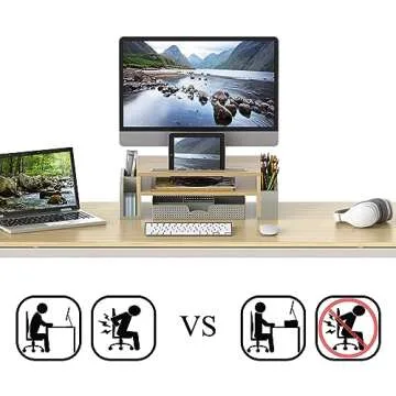 Simple Houseware Desk Monitor Stand Riser with Adjustable Organizer tray