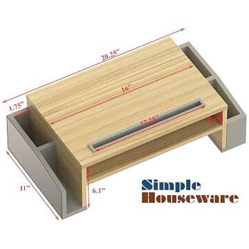 Simple Houseware Desk Monitor Stand Riser with Adjustable Organizer tray