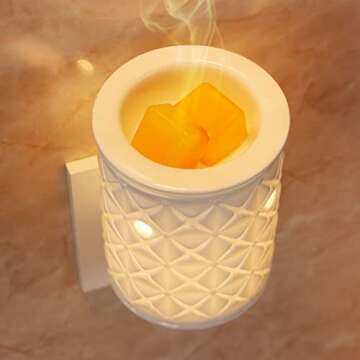 STAR MOON Ceramic Wax Melt Warmer, Plug in Wax Warmer for Scented Wax, Scentsy Wax Warmer for Fragrance Oil, Night Light Wax Burner Decoration with Two Bulbs