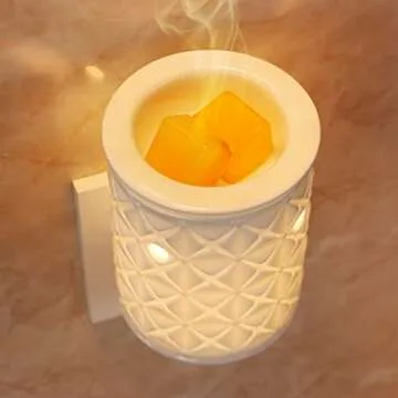 STAR MOON Ceramic Wax Melt Warmer, Plug in Wax Warmer for Scented Wax, Scentsy Wax Warmer for Fragrance Oil, Night Light Wax Burner Decoration with Two Bulbs