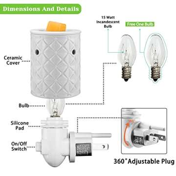STAR MOON Ceramic Wax Melt Warmer, Plug in Wax Warmer for Scented Wax, Scentsy Wax Warmer for Fragrance Oil, Night Light Wax Burner Decoration with Two Bulbs