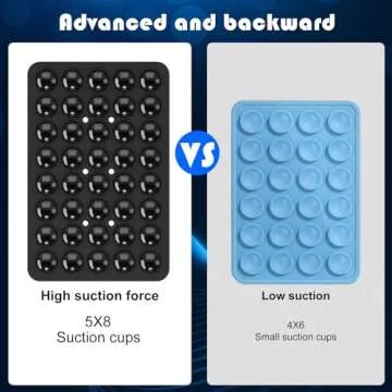 Double Sided Silicone Suction Phone Holder Mount, Silicon Phone Accessory for iPhone and Android, Hands-Free Mirror Shower Phone Holder, TikTok Videos and Selfies (Black, 1PCS)