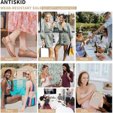 Littleplum Women's Summer Sandals Casual Comfortable Flip Flops Beach Shoes Ankle T-Strap Thong Elastic Flat Sandals for Women Blue Size 8