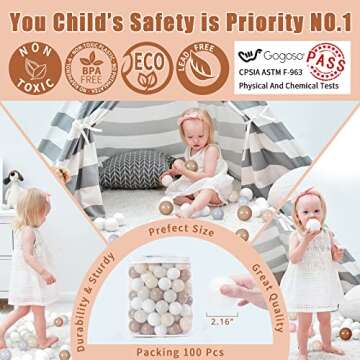 GOGOSO Ball Pit Balls for Toddlers,100pcs 2.15inch Crawl Balls BPA Free Crush Proof Play Balls Soft Plastic Balls for Toddler, Pool Tent Party Favors Summer Water Bath Toy