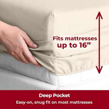 Mellanni King Sheets Set - 4 PC Iconic Collection Bedding - Hotel Luxury, Extra Soft, Cooling Bed Sheets - Wrinkle, Fade, Stain Resistant (King, Beige)