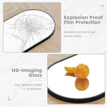 Sweetcrispy 64"x21" Arched Full Length Mirror, Standing or Leaning Full Body Mirror with Aluminum Alloy Thin Frame, Suitable for Bedroom or Cloakroom,Black