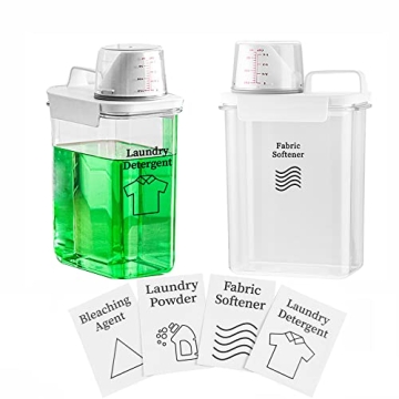 2 Pack Laundry Detergent Dispenser Set with Labels for Organization