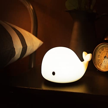 Cute Whale Night Light for Kids,Kawaii Baby with 7 LED Colors Changing,Tap Control Nursery Squishy L...