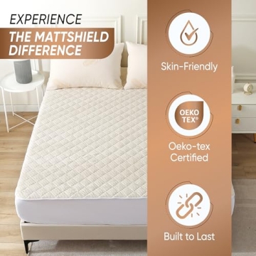 Luxury Quilted Organic Mattress Pad Protector King - Exceptional Comfort