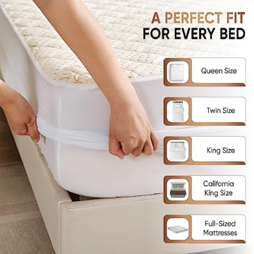 Luxury Quilted Organic Mattress Pad Protector King - Exceptional Comfort