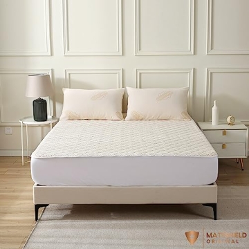 Luxury Quilted Organic Mattress Pad Protector King - Exceptional Comfort
