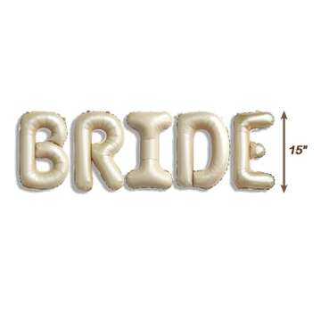A Bride in Tini Bit Letter Balloons for Elegant Bachelorette Party Decoration
