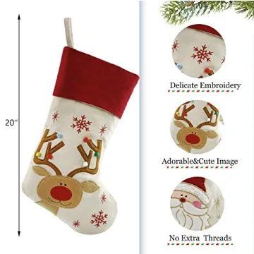 WEWILL Arrives Quickly Set of 6, 18'' Personalized Christmas Stockings with Embroidery Technology Xmas Customized Stockings for Family Kids