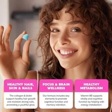 MAREE Vitamin B1 Thiamine & B7 Biotin Gummies - A E D C Vitamins Complex with Keratin, Collagen, Hyaluronic & Pantothenic Acid for Skin, Nails & Hair