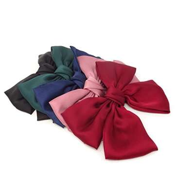 Honbay Big Bow Satin Hair Clips Set for Stylish Looks