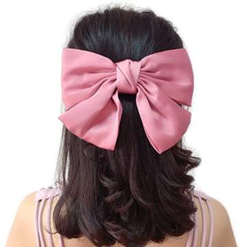 Honbay Big Bow Satin Hair Clips Set for Stylish Looks
