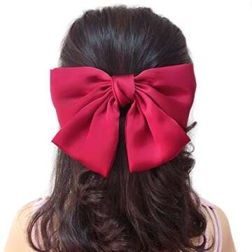 Honbay Big Bow Satin Hair Clips Set for Stylish Looks