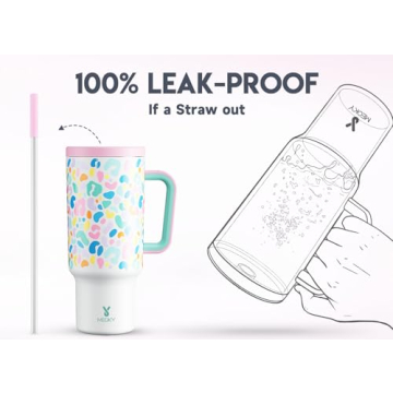 Meoky 40oz Insulated Tumbler with Handle and Straw