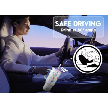 Meoky 40oz Insulated Tumbler with Handle and Straw