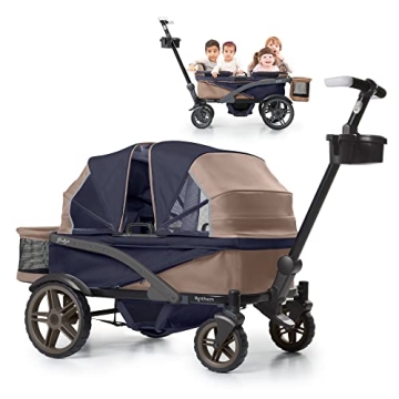 Gladly Family Anthem4 Quad All-Terrain Wagon Stroller with Easy Push and Pull, Removable XL Canopies...