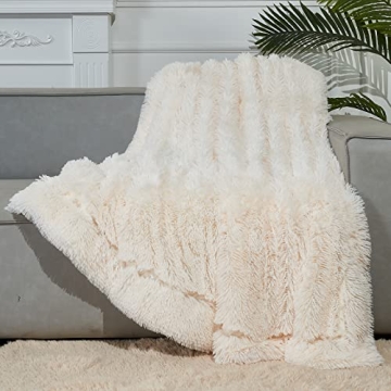 GONAAP Fuzzy Faux Fur Throw Blanket - Soft Cozy Luxurious