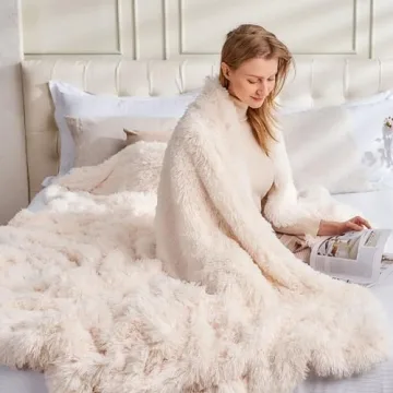 GONAAP Fuzzy Faux Fur Throw Blanket - Soft Cozy Luxurious