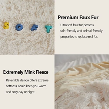 GONAAP Fuzzy Faux Fur Throw Blanket - Soft Cozy Luxurious
