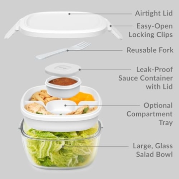 Bentgo Glass Salad Container Large 61-oz Bowl with Lid