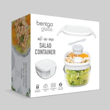 Bentgo Glass Salad Container Large 61-oz Bowl with Lid