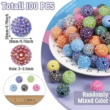 Vibrant Resin Rhinestone Disco Ball Beads for Crafts