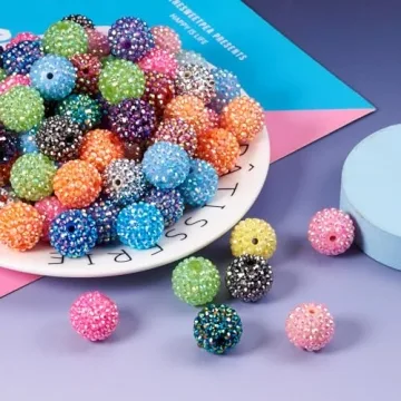 Vibrant Resin Rhinestone Disco Ball Beads for Crafts