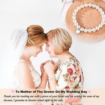 UPROMI Mother of the Groom Pearl Bracelet Wedding Gift