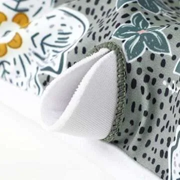 OMKAGI Women Bandeau Swimsuit Plant Floral Cheeky High Cut Thong Bikini Set(M,Green Floral-4405)