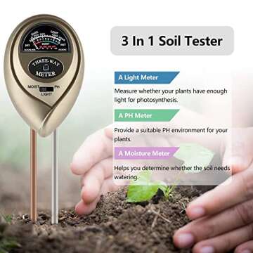 ALANMOND Plant Water Meter – 3-in-1 Soil Tester for Gardens