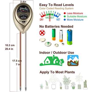 ALANMOND Plant Water Meter – 3-in-1 Soil Tester for Gardens