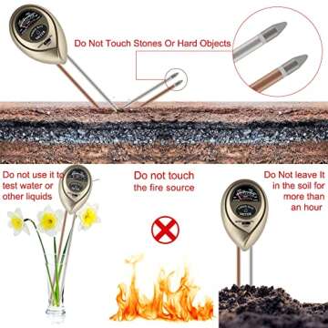 ALANMOND Plant Water Meter – 3-in-1 Soil Tester for Gardens